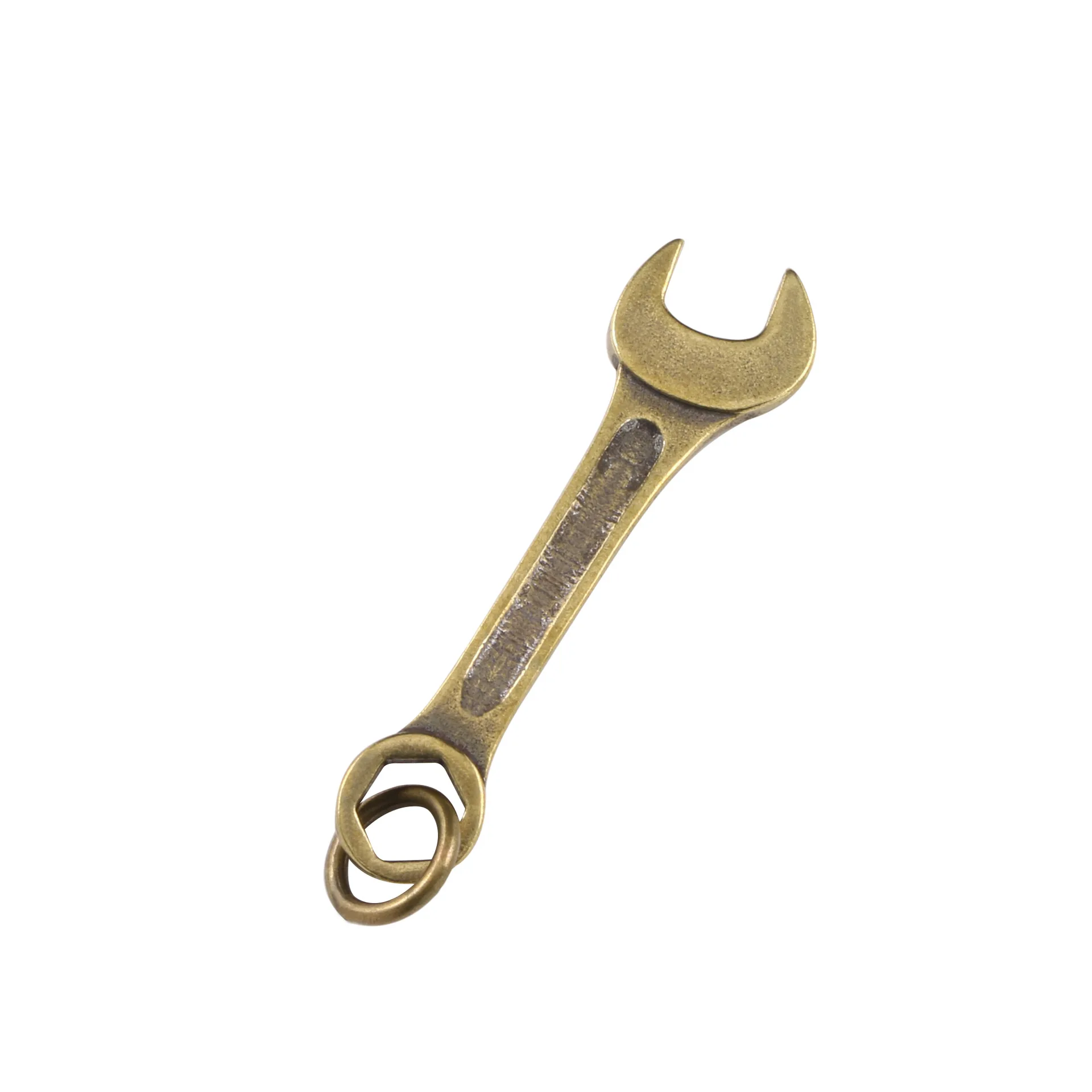 Vinatge Solid Brass Wrench Key Chain Pendant Handmade Pure Copper Mini Spanner Keychains Pendants Motorcycle Car Tool Key Rings