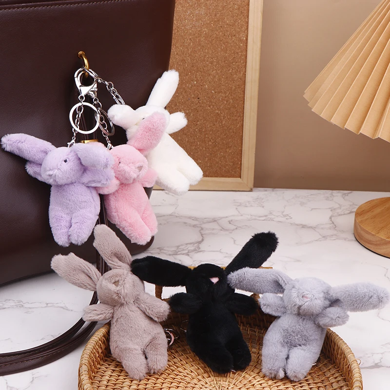 Kawaii Cute Rabbit Plush Keychain Soft Stuffed Bunny Doll Keyring Bag Pendant Backpack Hanging Decoration Lovely Gifts