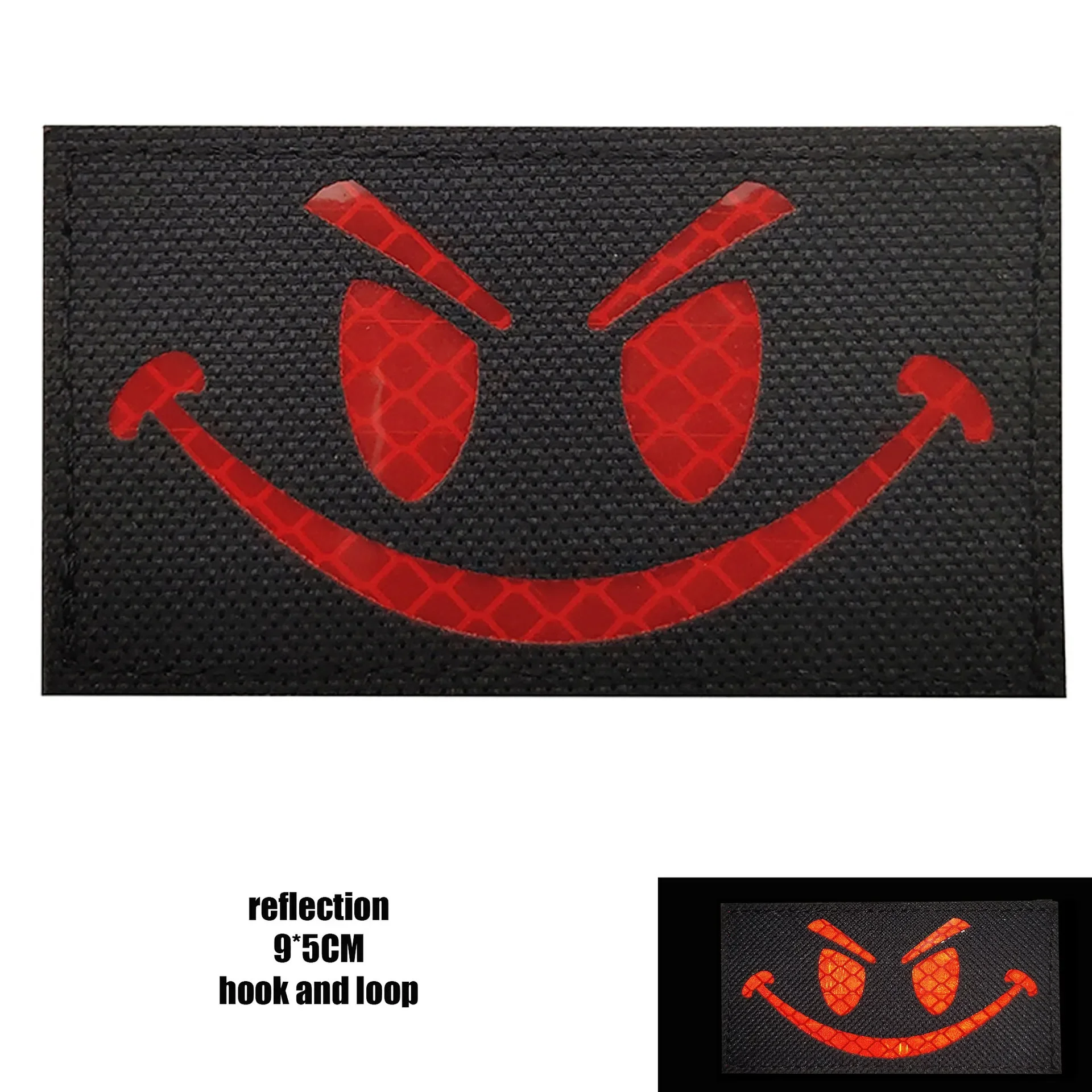 IR Evil Smiley Patch Reflective Smiley Embroidered Fabric Patch Magic Patch Backpack Badge Embroidered Patches for Clothing