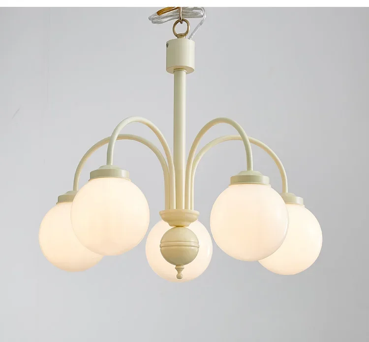 GHJUYIOL French master bedroom chandelier with vanilla beige cream Nordic living room light and rural retro style chandelier