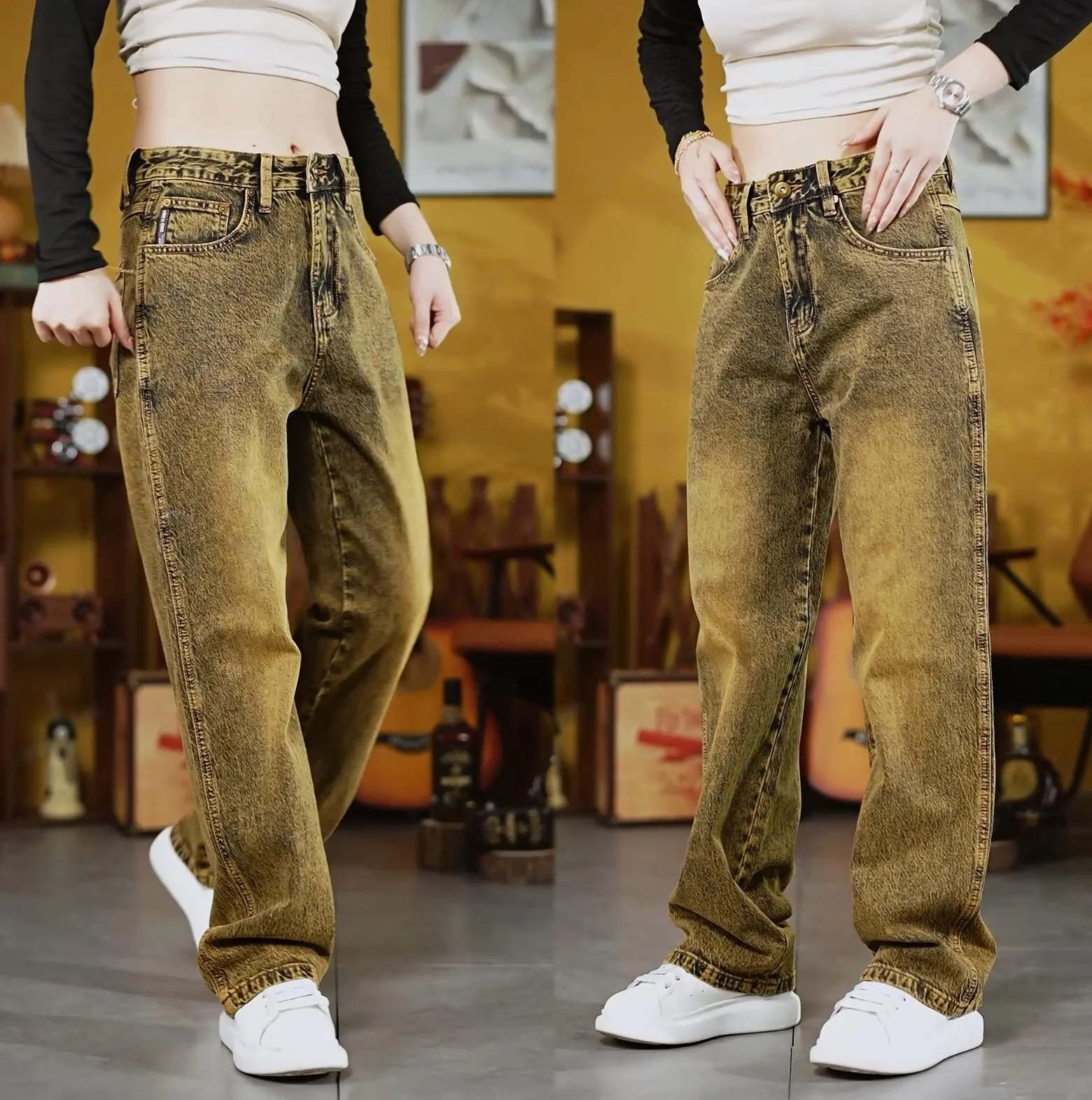

Faionable Casual Men's Wide Leg Jeans Autumn Winter New Sle Comfortable Straight Loose Fit Versatile Cotton Denim Pants