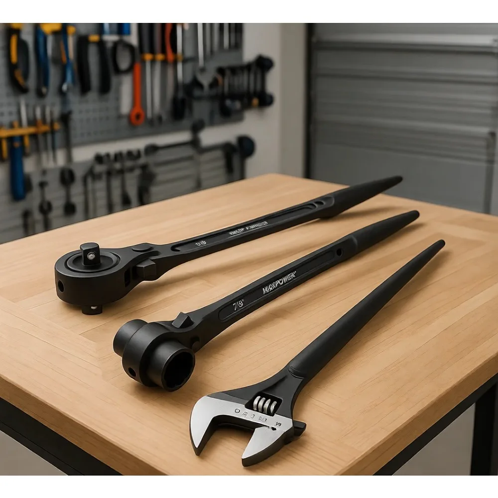 

3 Piece Dual Socket Spud Ratchet Set 12 Inch Scaffold Wrench