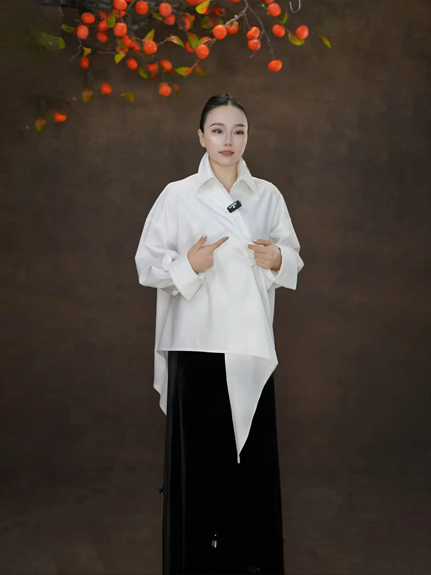 

Ele White irt Women's Long Sve Inner Wear Unique Super Beautiful Luxury Youthful Hong Kong Sle Faion Fake Two-Piece