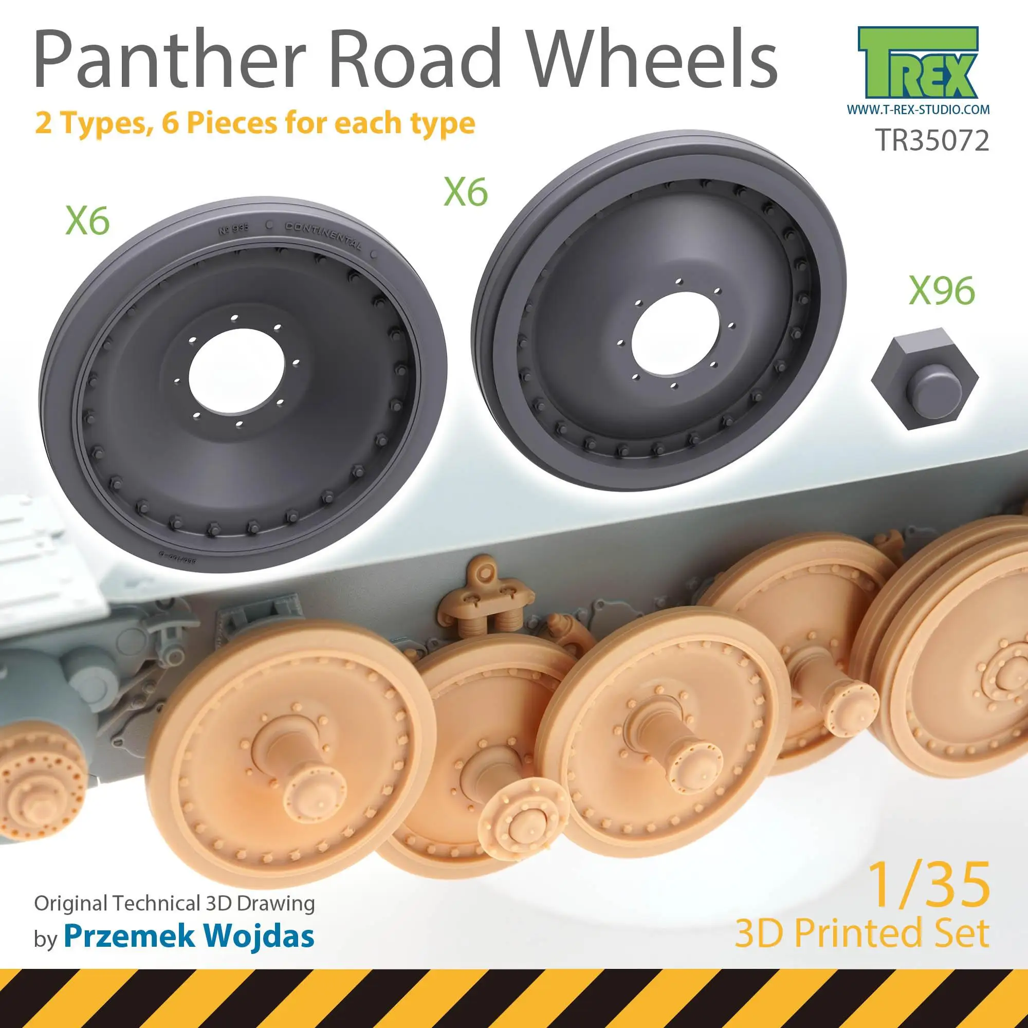 

T-REX 35072 1/35 Panther Road Wheels Set 3D Print Set