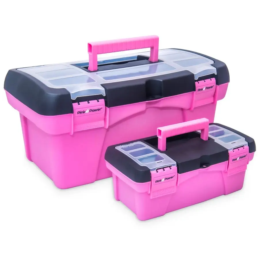 

Tool Box for Women Sewing, Art amp Craft Organizer Small amp Large Plastic Tool Box with Handle Pink Toolbox Sewing Tool Storage