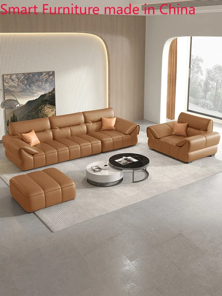 customized Genuine leather sofa, modern and minimalist living room combination, size unit, two person and three person seating,