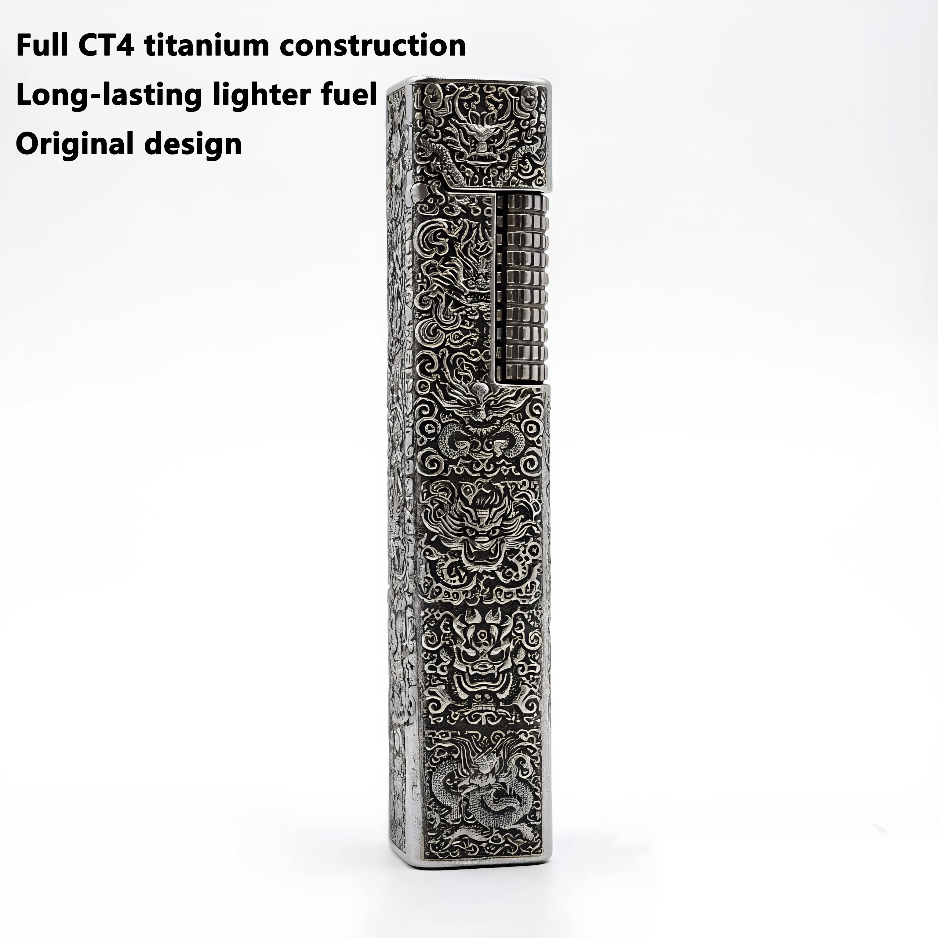 CNC TC4 Titanium Lighter Sturdy Durable EDC Pocket Lighter High-End Premium Slim Side-Slide Flint Wick Petrol Lighter