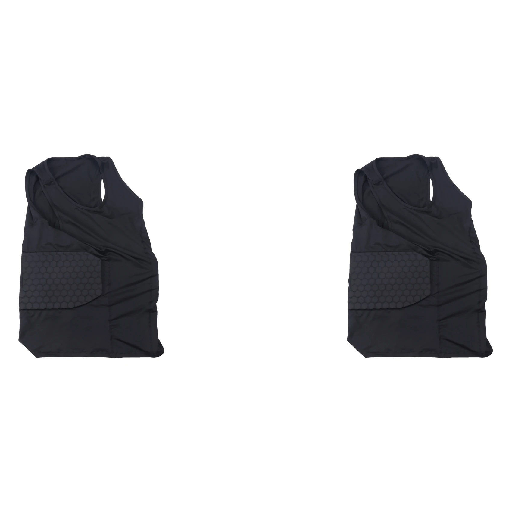 AEF6-2X Men's Rib Protector Padded Vest Compression Shirt Training Vest With 3-Pad For Football Soccer L