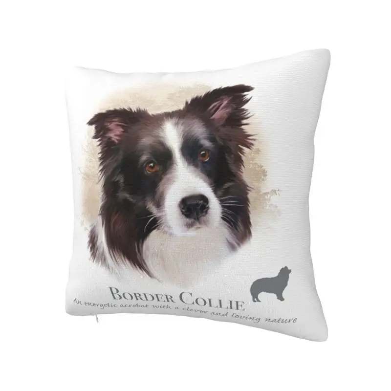 Border Collie Throw Pillow Case 50*50cm Decorative Pet Dog Cushion Cover Velvet Polyester Pillowcase Double-sided Printing