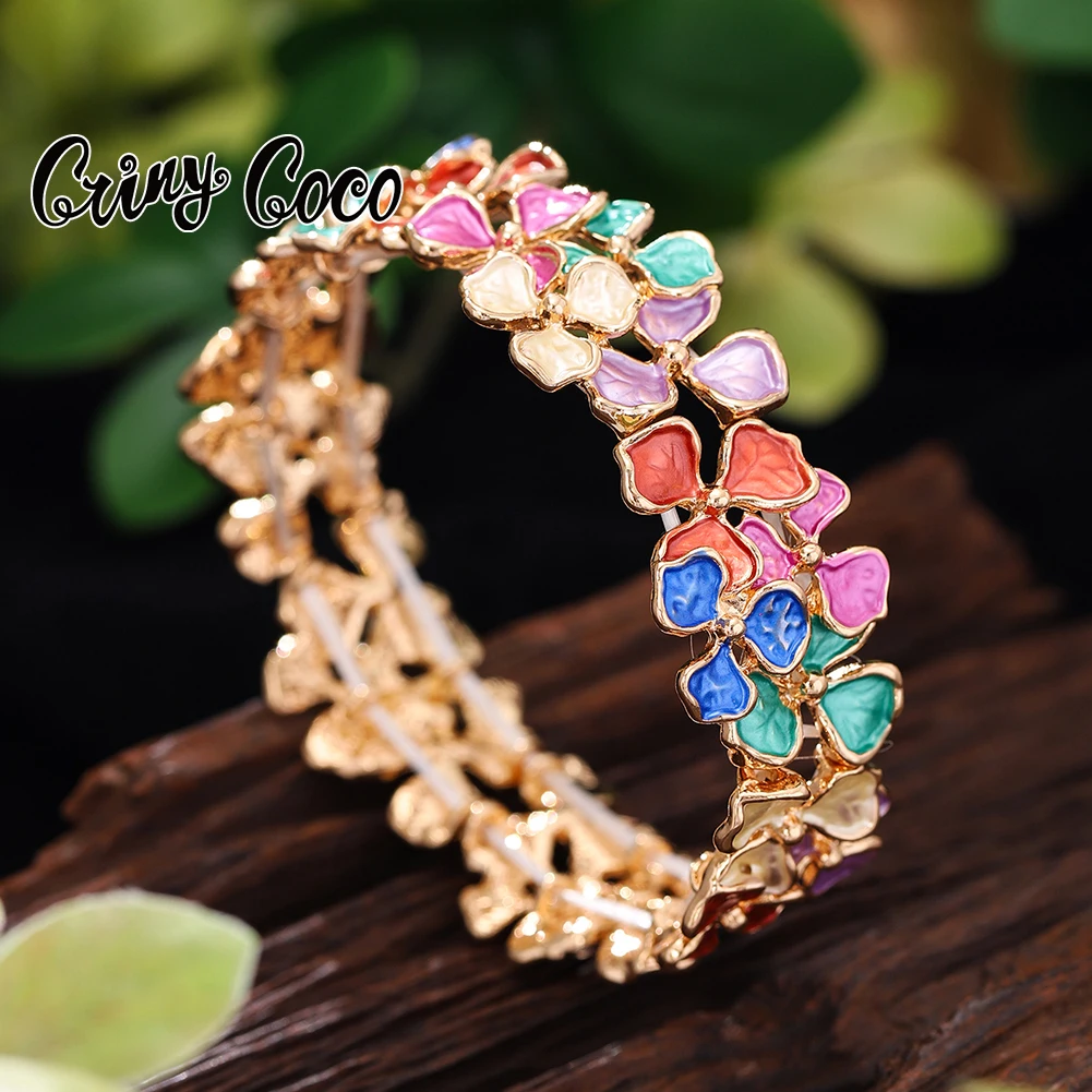 

Cring Coco Flower Shape Bracelet Foldable Extendable Irregular Jewelry Bangle Zinc Alloy Bangles Lover Mother's Day Gift 2024
