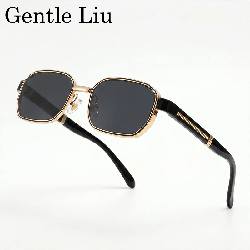 

Rectangle Steampunk Sunglasses Men 2026 Luxury Brand Hip Hop Vintage Gold Frame Sun Glasses Male Retro Punk Streetwear Eyewear
