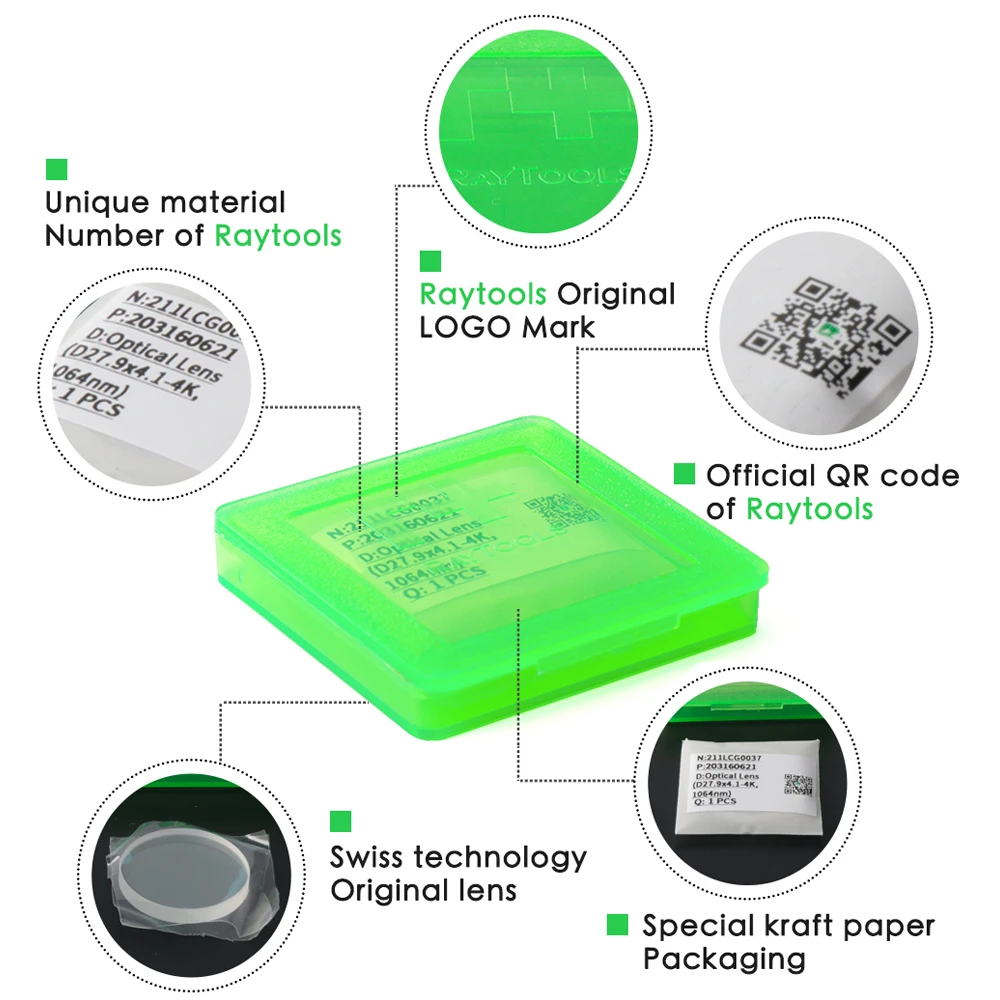 XUNJIE Raytools Original 27.9x4.1mm 211LCG0037 Protective Windows 24.9x1.5 specchietti muslimatici per Raytools testa Laser in fibra
