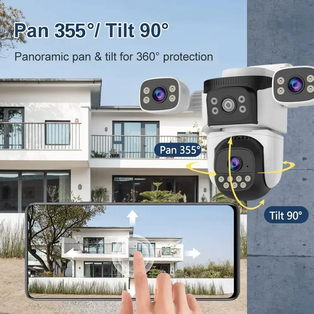 6K 12MP PTZ WiFi กล้อง 3 เลนส์ 3 หน้าจอการเฝ้าระวังกล้องกลางแจ้งกล้องวงจรปิดการติดตามอัตโนมัติ IP Security กล้อง APPO-Kam