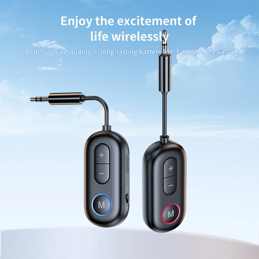 Bluetooth 5.4 Audio Transmitter Receiver 3.5MM AUX Hifi Stereo Music Wireless Adapter With Mic For Car Airplane TV PC Headphone view 3