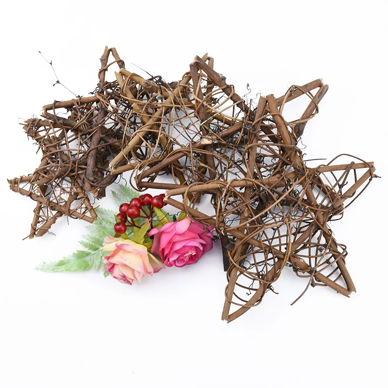 Künstlicher Pentagramm-Weihnachts-Hochzeits-Heim-Schlafzimmer-Deko-Blumen-Handarbeits-Stern-Rattan-Girlande Tischdekoration Party-DIY-Geschenk – Detail 7