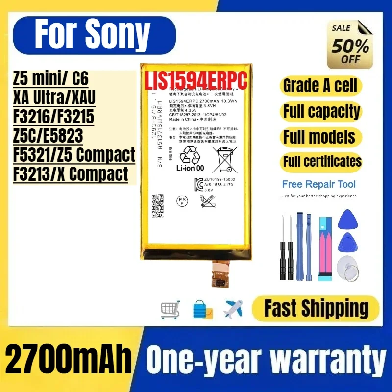 LIS1594ERPC for Sony Z5 mini/ C6/XA Ultra/XAU/F3216/F3215/Z5C/E5823/F5321/Z5 Compact/F3213/X Compact Mobile Phone Battery