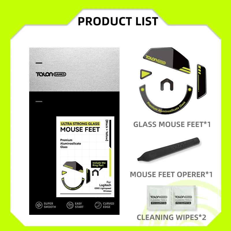 

TALONGAMES Glass Mouse Skates Mouse Sensor Skates Glide Pads for Logitech G502 Wireless, Rounded Curved Edge Mouse Feet