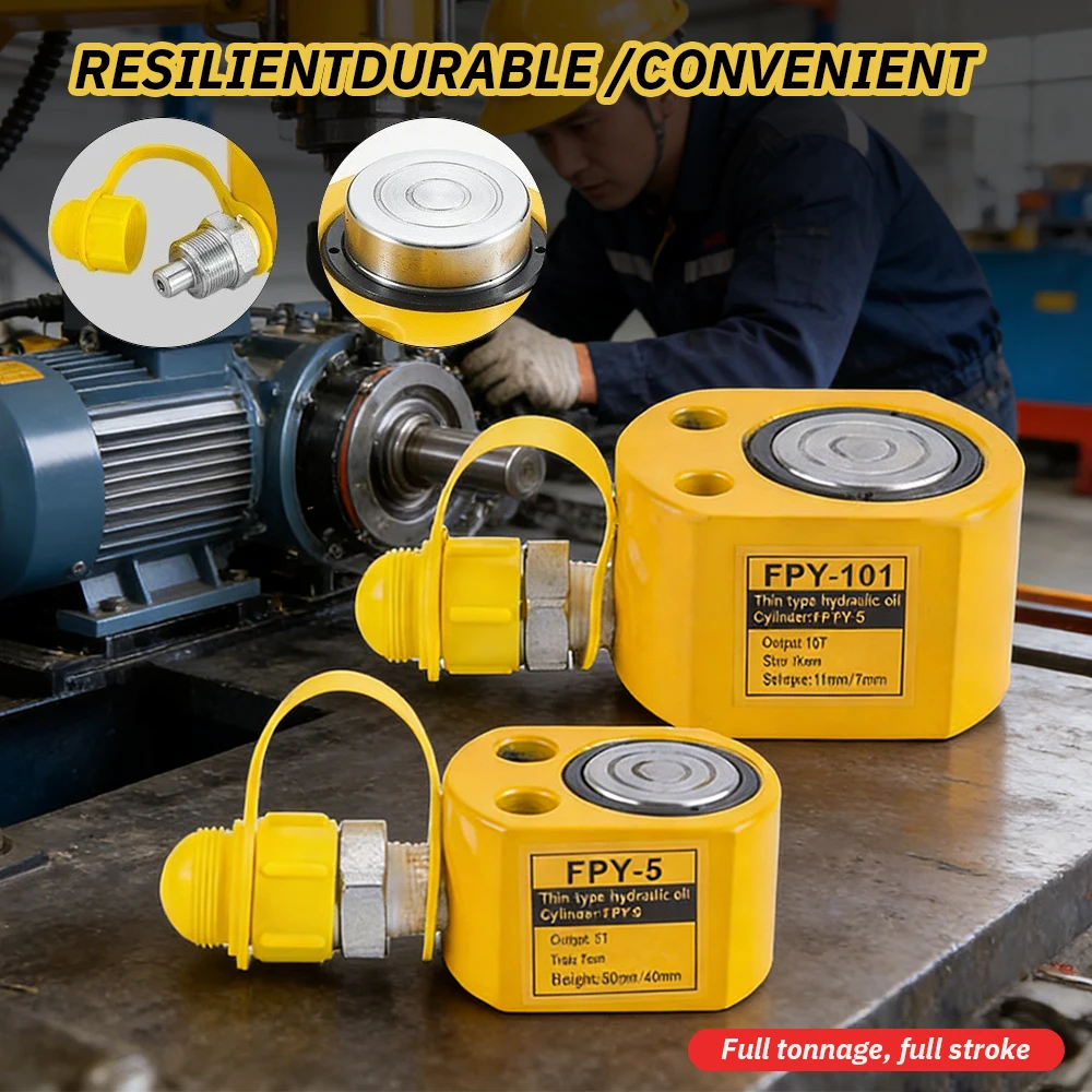 Ultra-Thin Hydraulic Cylinder Jack 5T/10T Portable Manual Vertical Lifting Hydraulic Booster for Auto Maintenance & Industrial