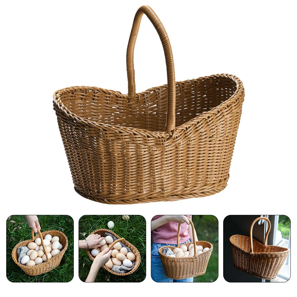 Basket Woven Storage Baskets Egg Collecting Basket for Gifts Rattan Shopping Woven Fruits Crafts Egg Bread Wedding Flower Holder