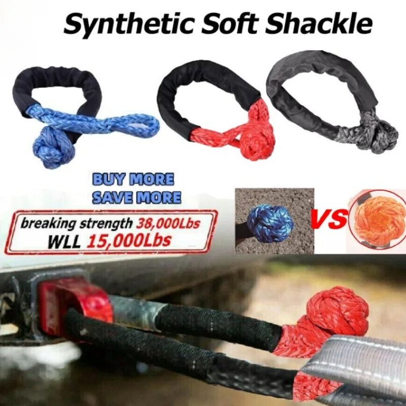 

Буксировочные тросы 35000 фунтов, синтетическая мягкая скоба для автомобиля, гибкая лебедка для квадроцикла, ремни для восстановления буксировки, 16 т, синий нейлоновый трос, лебедка