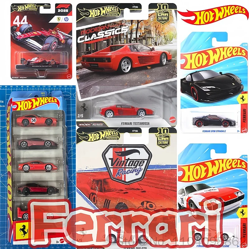 Hot Wheels Ferrari Collection Ferrari 5 Pack Alloy Car Model Sf90 Series Diecast Vehicle Collection For Hobby Collectors Gifts