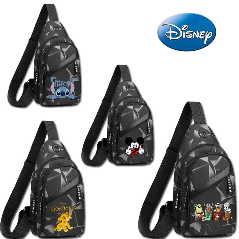 Disney The Nightmare Before Christmas Jack Sally Lilo &Stitch Mickey Mouse Lion King Casual Men's Chest Bag Travel Crossbody Bag