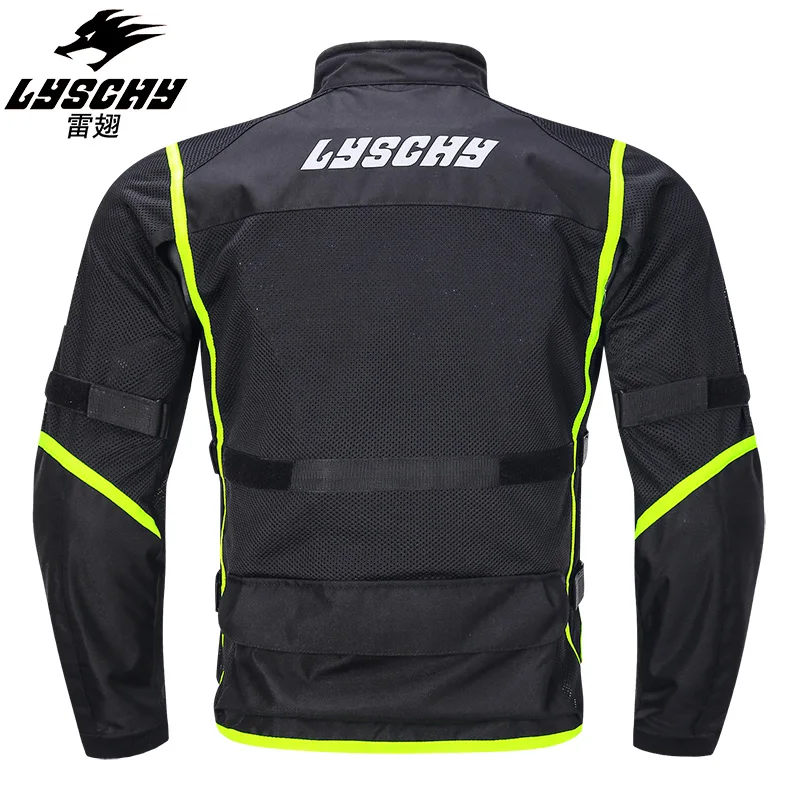 LYSCHY Men Summer Motorcycle Riding Top Suit CE Protective Guard Breathable Racing Running Sports Hiking Reflective Mesh Jacket