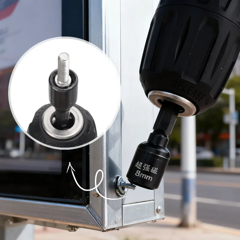 Magnetic Hexagon Nut Driver Drill Bit Wrench Electric Drill Screws Fixed Mounting Sleeve Electric Impact Bolt Handle Accessory