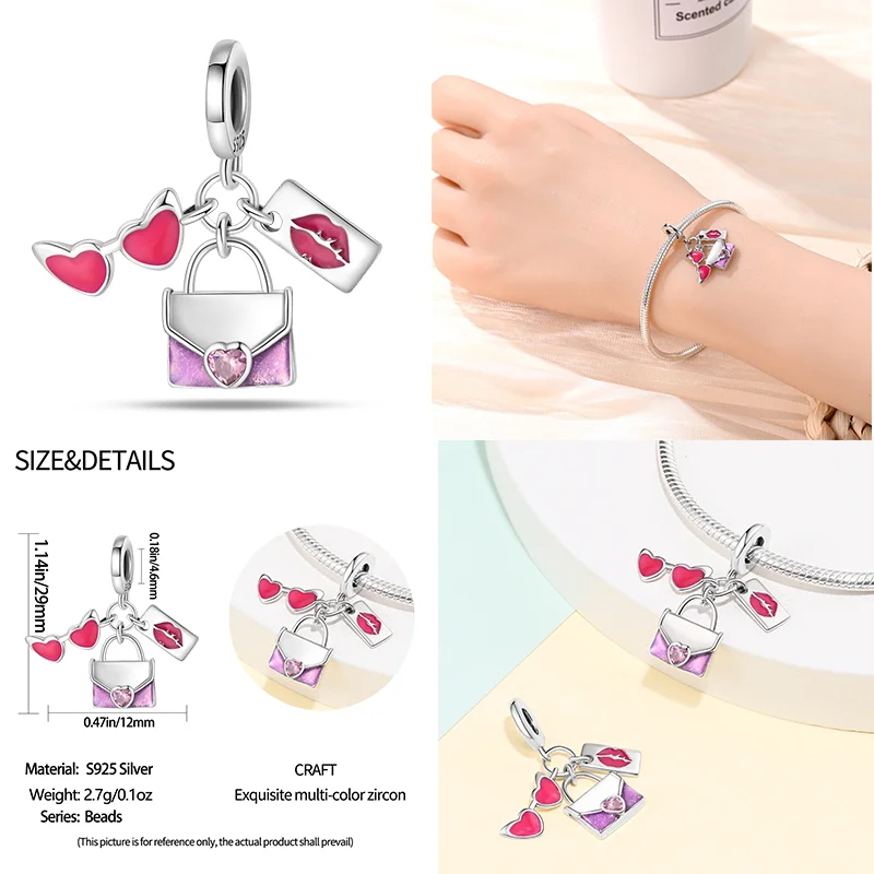 100 % 925 Silber Heißer Verkauf Rosa Serie Sterne & High Heels Charms Fit 925 Original Armbänder DIY Schmuck Machen Für Frauen geschenk – Detail 10