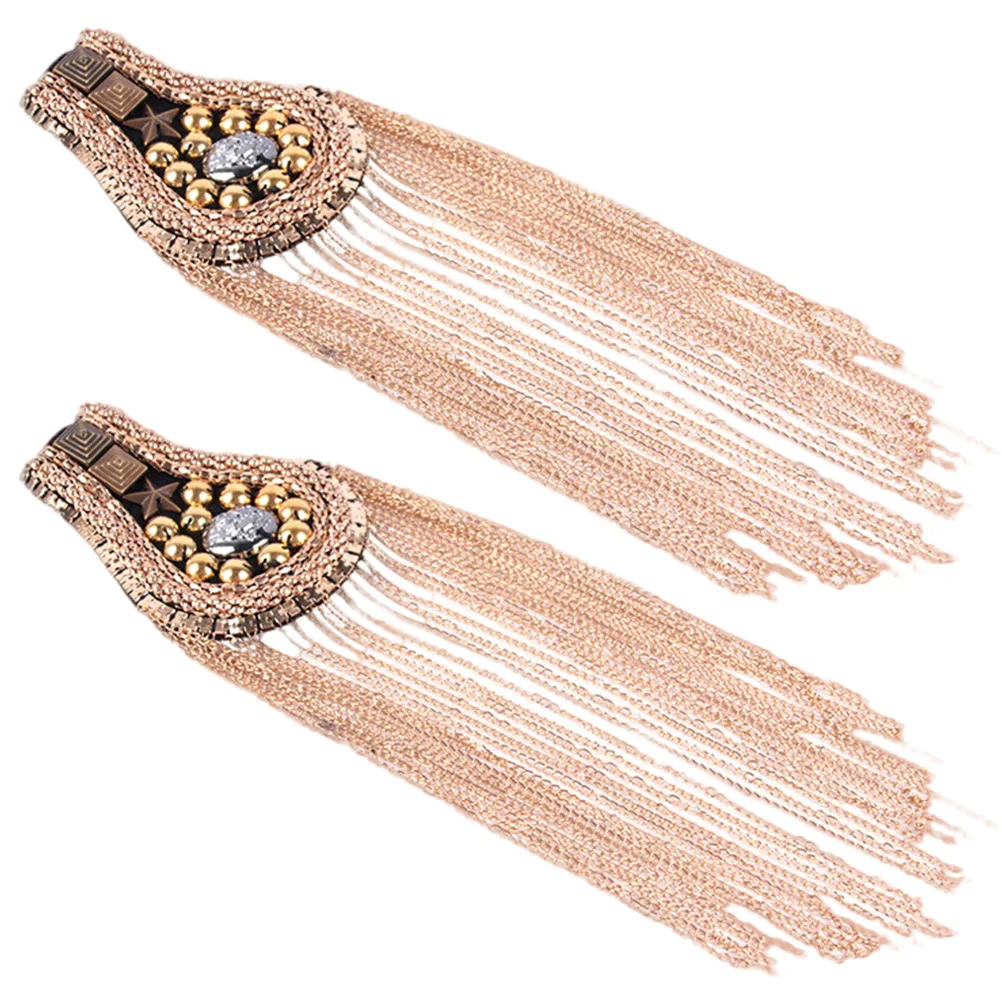 

2PCS Shoulder Tassels Fringe Metal Suit Accessories Fringe Epaulet Badge Decor for Clothes Shoes Hats Pins Jewelry