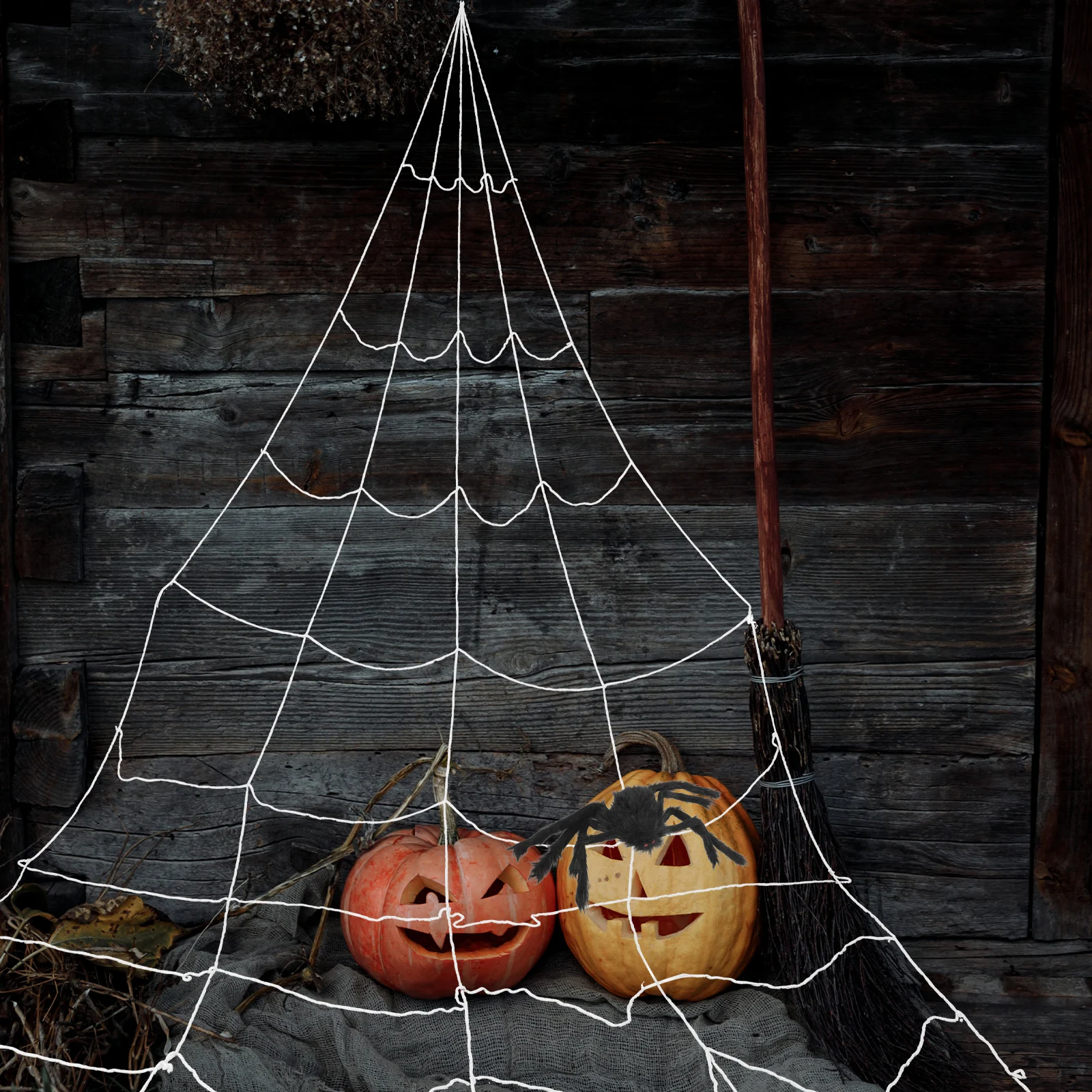 

Large 50cm White Spiderweb Decor 48g Triangle Shape Outdoor Halloween Party Scary Haunted House Props Lifelike Cobwebs