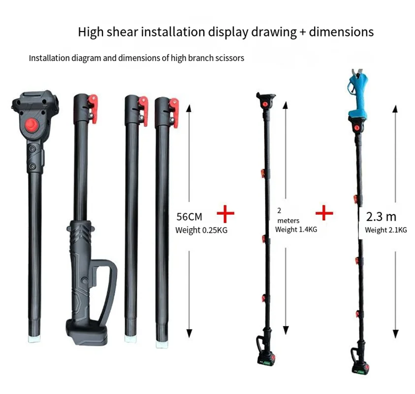 Fruit Tree High-Altitude Pruning Garden Power Tool Accessories For Connecting 3-Pin High Branch Saw Pruning Shears Segmented Rod