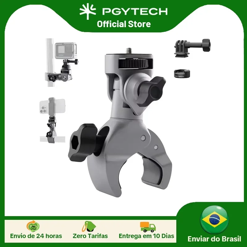 Pgytech super braçadeira de montagem 17mm a 37mm 1/4 "adaptador de parafuso para bicicleta/série de veículos câmera de ação de ciclismo smartphones