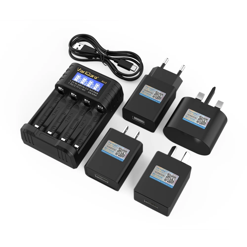 Умное зарядное устройство ALL4 с ЖК-дисплеем и 4 слотами для литиевых батарей AA AAA 1,2 В Ni-MH Ni-cd 1,5 В, 3,7 В, 14500, зарядные элементы