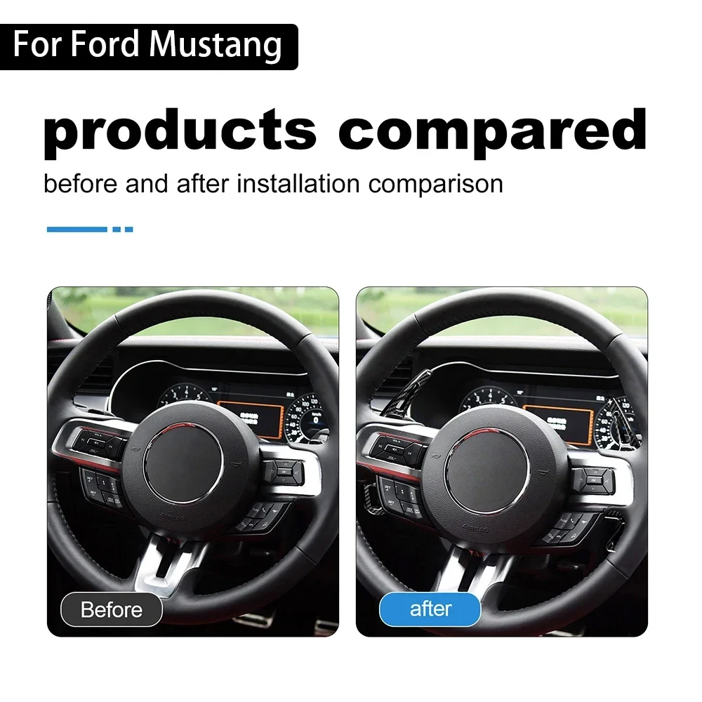Car Steering Wheel Paddle Shifter Cover ABS Trim for Ford Mustang 2015 2016 2017 2018 2019 2020 2021 2022 2023 Auto Accessories - view 6