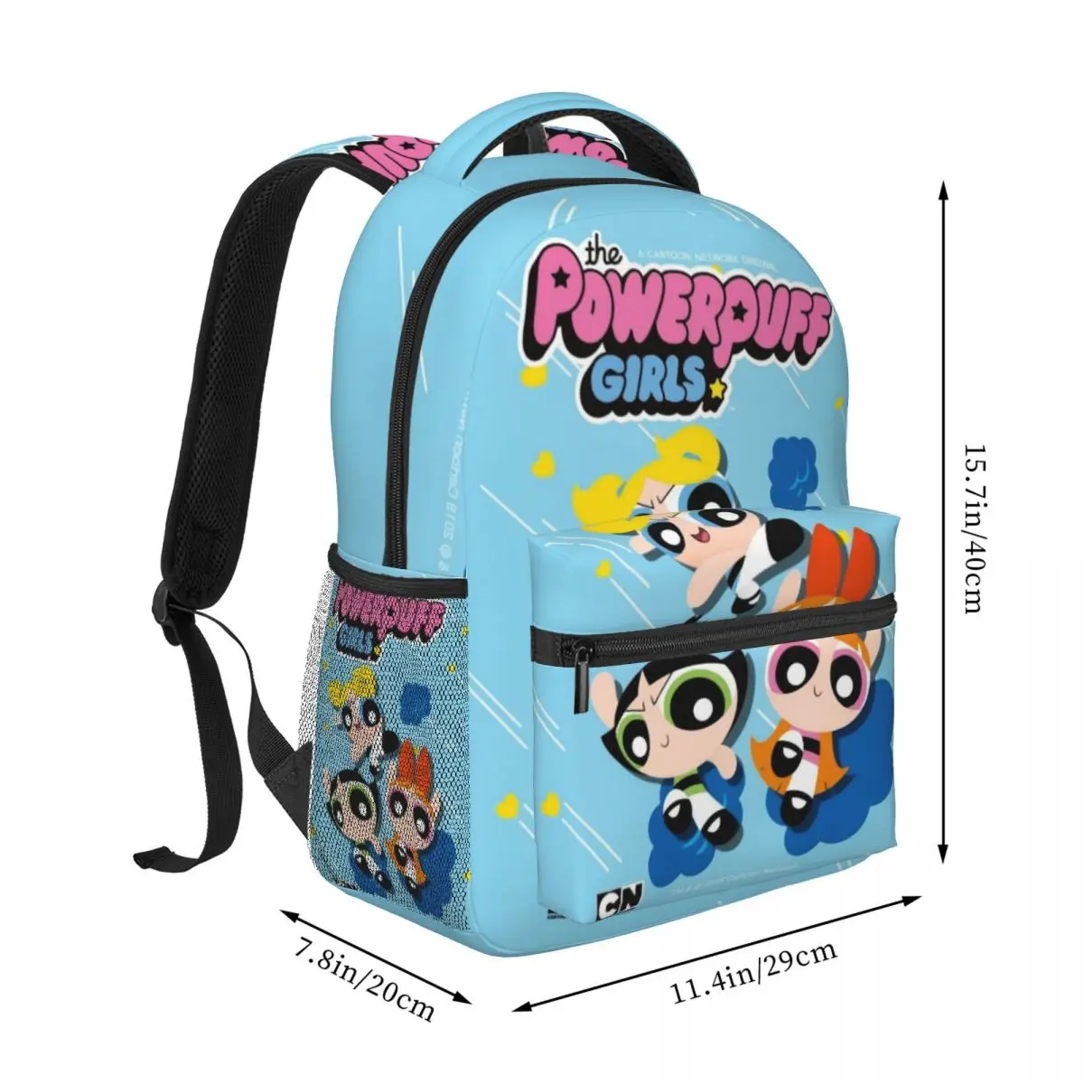 The-Powerpuff-mochila impermeable de gran capacidad para niñas y niños, mochila ligera para estudiantes, 17 pulgadas