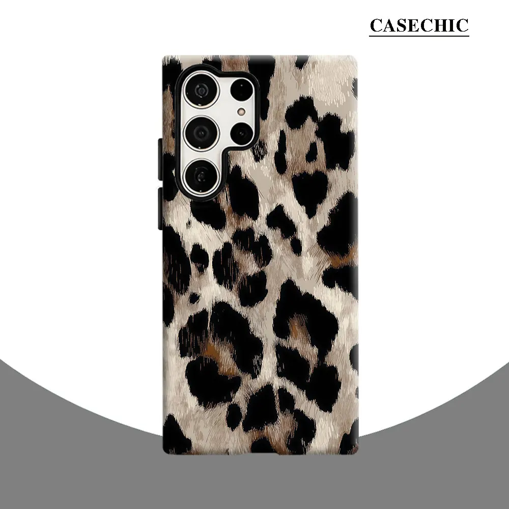 INS Classic Leopard Print Phone Case for Samsung Galaxy S26 S25 Ultra S24 S23Ultra Plus Shockproof Double layer tough Back Cover