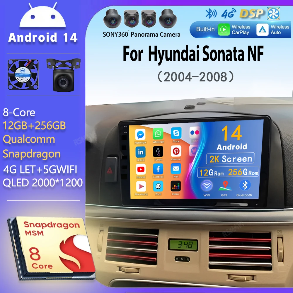 Android 14 Für Hyundai Sonata NF 2004 - 2008 2K QLED Stereo Auto Radio Multimedia Video Player GPS