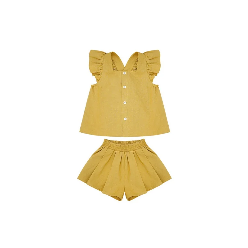 Set dolce per bambini Top estivo a balze per ragazze + pantaloncini in due pezzi Set3-8One-Piece consegna per abbigliamento per bambini