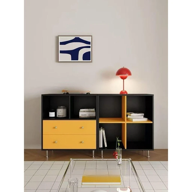 Medieval retro dining side cabinet display living room solid wood combined