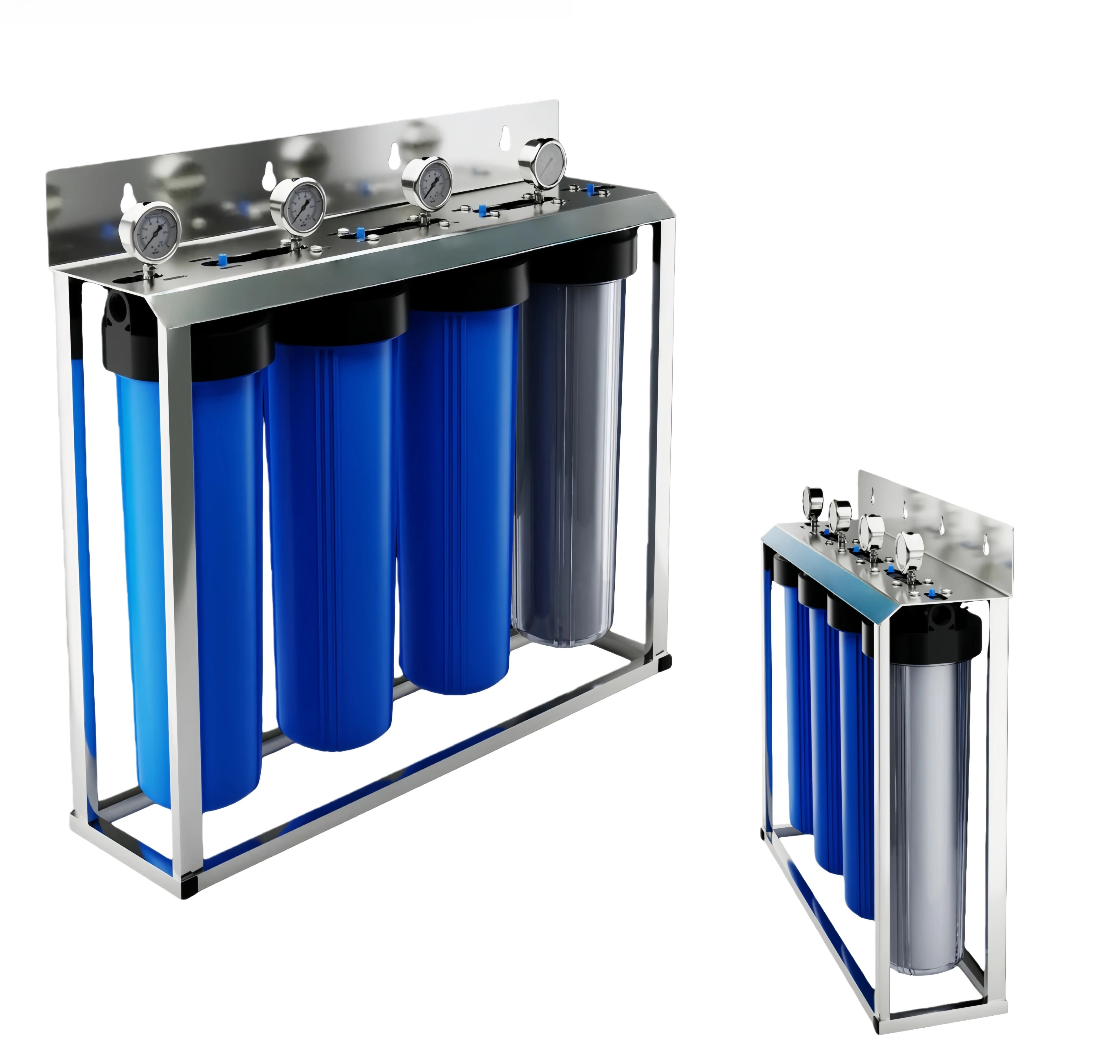 Wall-mounted Household Water Filter System with Stainless Steel Bracket Adaptive to 20-inch Filter Core for Tap/well/rain Water