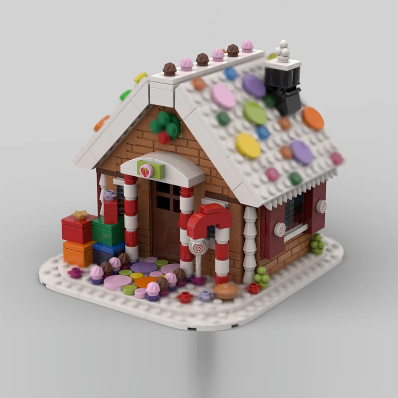 Cidade rua vista modelo moc tijolos de construção inverno casa pão gengibre tecnologia modular presentes feriado montar crianças brinquedos terno