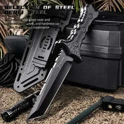 WPKOPYA(USA) Full Tang 440 Hunting Straight Knife +K Sheath, Camping survival knife, outdoor tactical knife