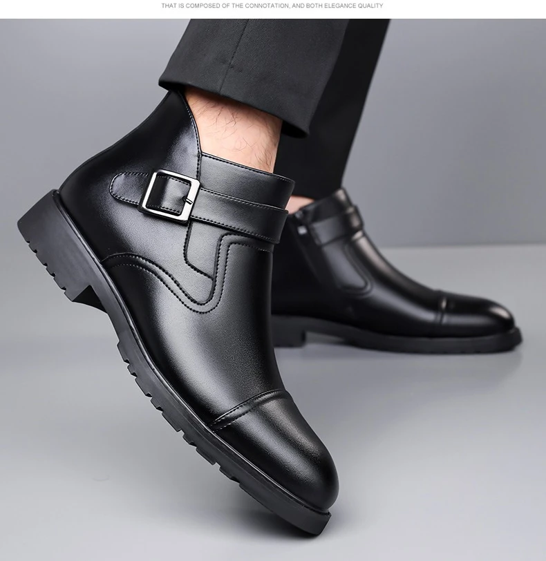 Luxuriöse Business-Herren-Lederstiefel Modische Schnallen-Lederstiefel Elegante Herbst-Neuheit Vielseitige Knöchelstiefel – Detail 13