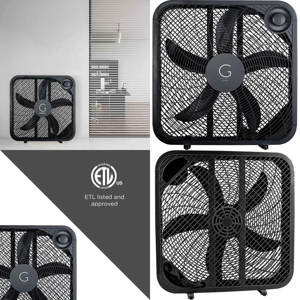 

20-дюймовый вентилятор Black Box с 3 скоростями, максимальным охлаждением и ручкой для переноски