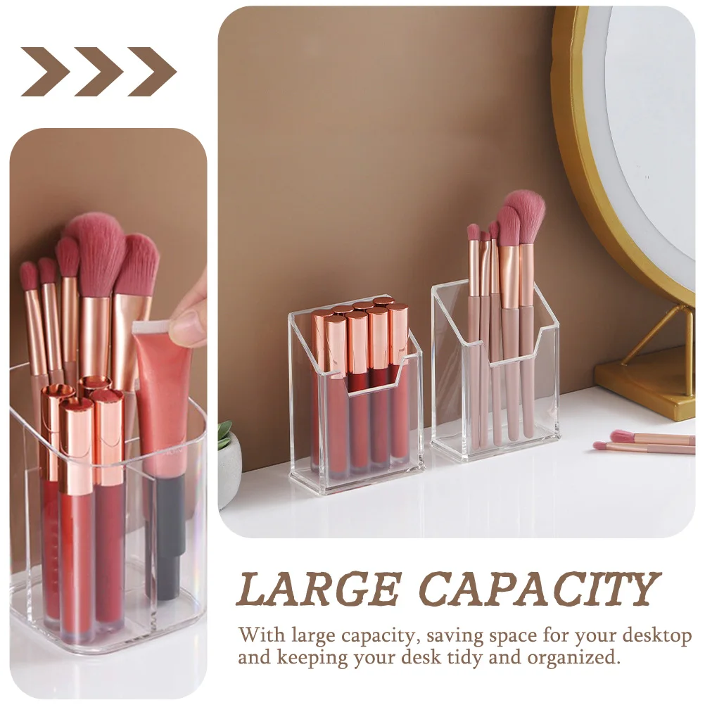 

2pcs Acrylic Pen Holders Clear Desktop Cup Table Pen Organizer Stationery Storage Box Multi-Functional Holder Office Desk