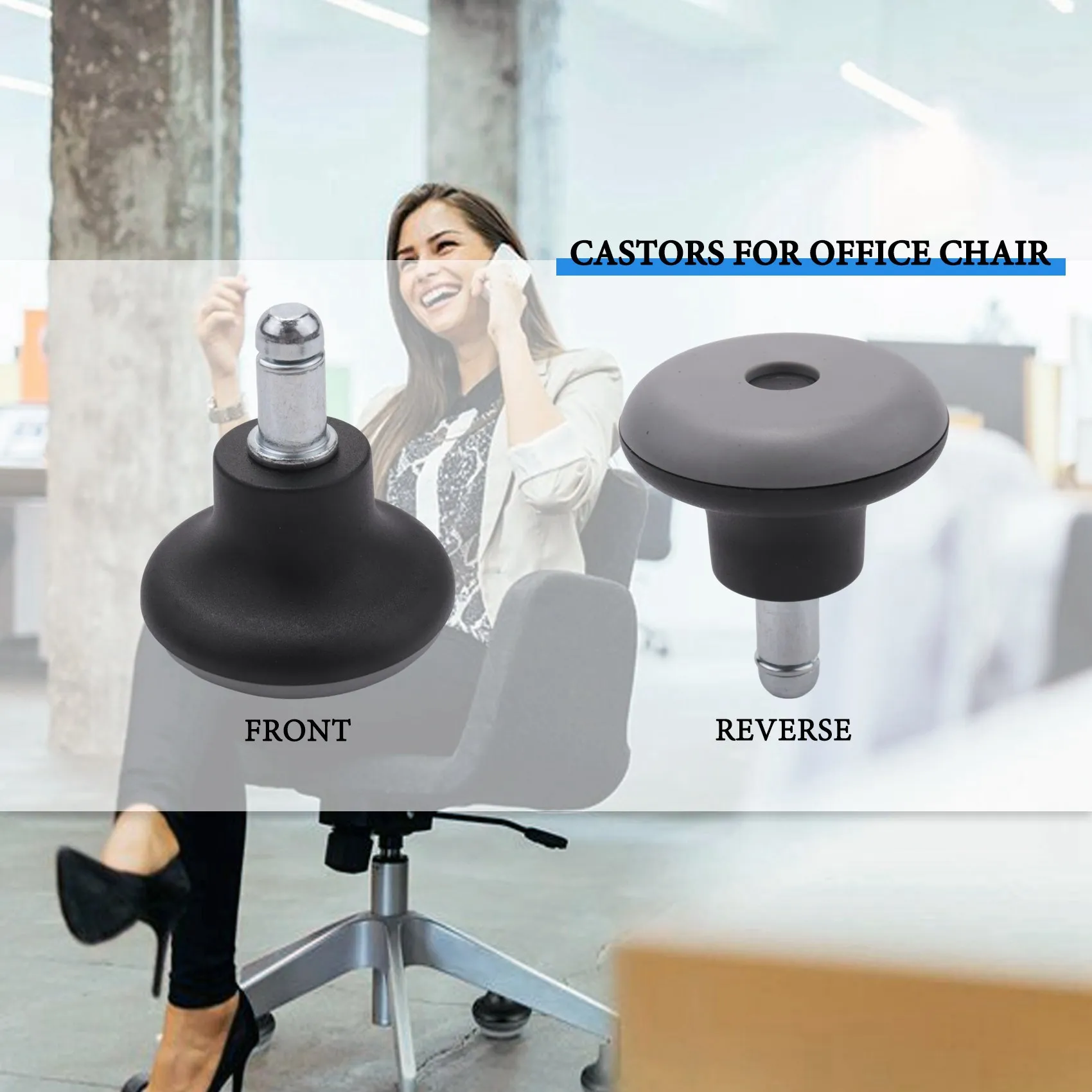 

AB35-15Pcs Bell Glides Replacement Office Chair Wheels Stopper Office Chair Swivel Caster Wheels, 2 Inch Stool Bell Glides