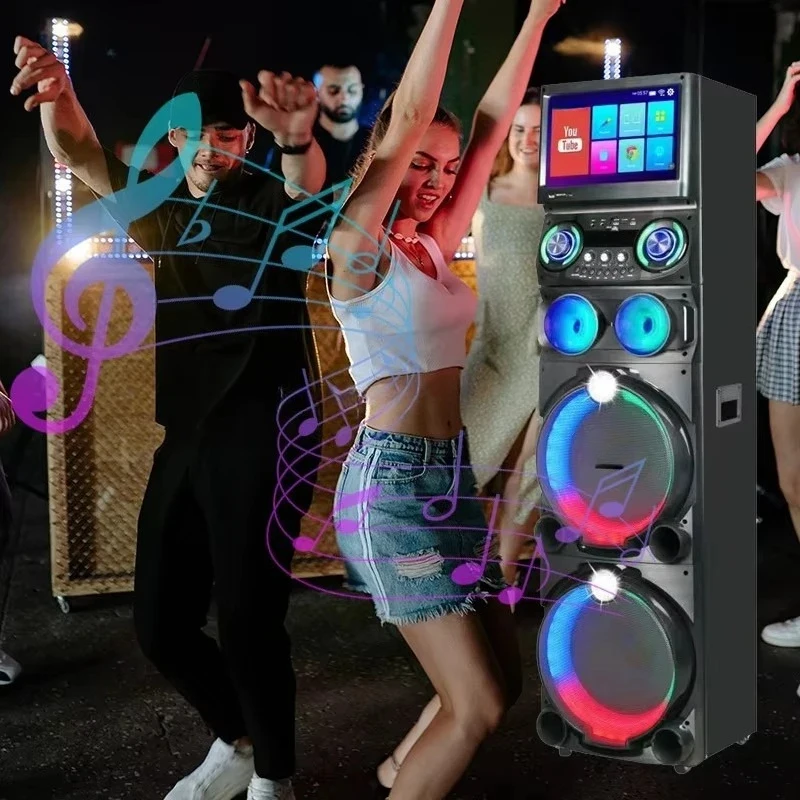 Altavoz Portátil GD- Parlante de 0W de Alta Potencia, con Base de Madera, Activo, con Luces DJ