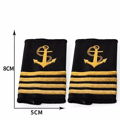 선박 선원 선장 유니폼 자수 휘장 계급 엠블럼 어깨 패치 미국 선장 장교 빈티지 배지