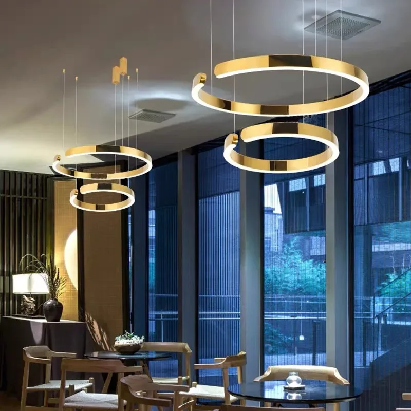 DIY Ring Modern LED Ceiling Chandeliers Industrial Style Pendant Lamp Living Dining Room Decor Hanging Light Home Lustre Fixture